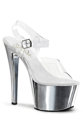 SKY-308 Clr/Slv Chrome Heels-Pleaser-Tragic Beautiful