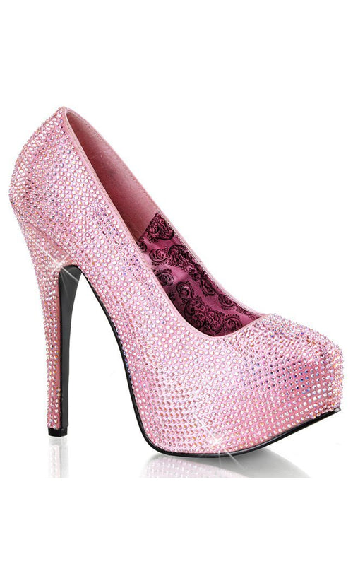 Bordello Australia | TEEZE 06R Pink Satin Iridescent Rhinestone Heels