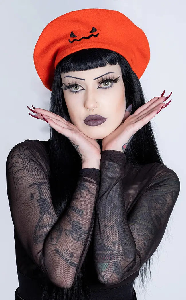 Tricks not Treats Beret-Cold Black Heart-Tragic Beautiful