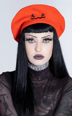 Tricks not Treats Beret-Cold Black Heart-Tragic Beautiful