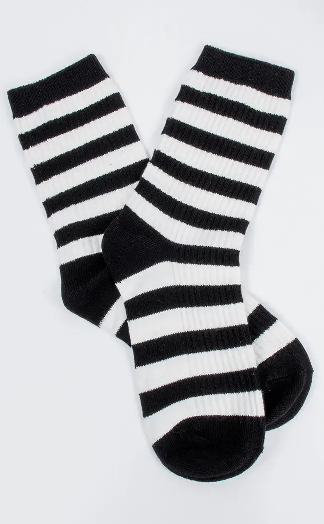 Utopia Striped Crew Socks-Cold Black Heart-Tragic Beautiful