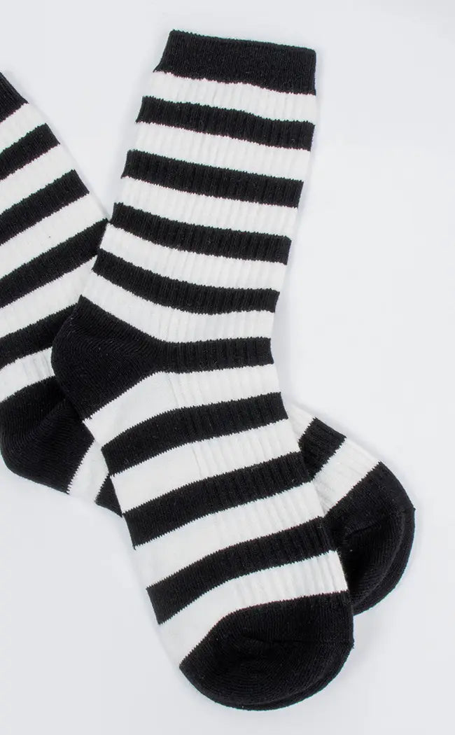 Utopia Striped Crew Socks-Cold Black Heart-Tragic Beautiful