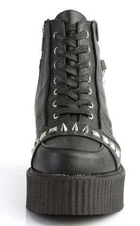 V-CREEPER-565 Black Vegan Leather Ankle Boots-Demonia-Tragic Beautiful