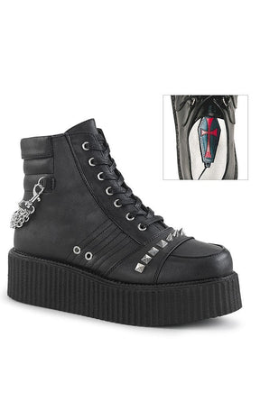 V-CREEPER-565 Black Vegan Leather Ankle Boots-Demonia-Tragic Beautiful