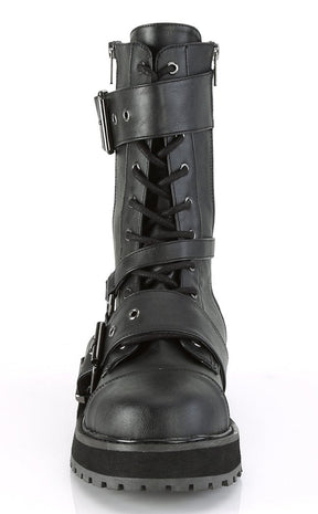 VALOR-220 Black Vegan Leather Mid-Calf Boots-Demonia-Tragic Beautiful