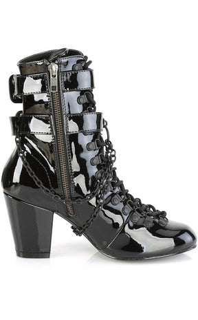 VIVIKA-128 Black Patent Ankle Boots-Demonia-Tragic Beautiful