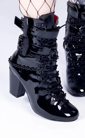 VIVIKA-128 Black Patent Ankle Boots (AU stock)-Demonia-Tragic Beautiful