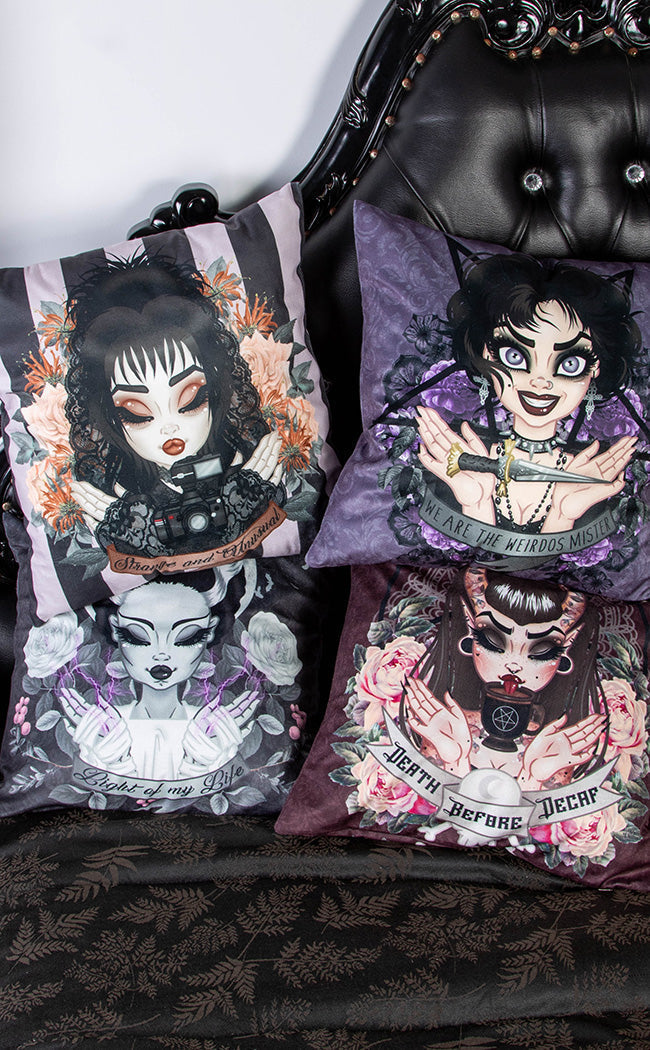 Velvet Cushion Cover | Death Before Decaf-Rose Demon-Tragic Beautiful