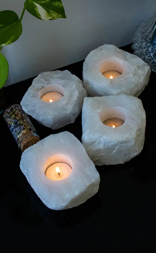 White Quartz Candle Holder-Crystals-Tragic Beautiful