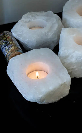 White Quartz Candle Holder-Crystals-Tragic Beautiful