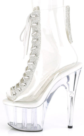 ADORE-1016C-2 Clear Rhinestone Ankle Boots-Pleaser-Tragic Beautiful