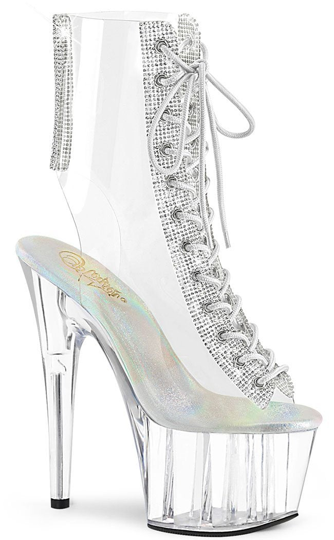 ADORE-1016C-2 Clear Rhinestone Ankle Boots-Pleaser-Tragic Beautiful