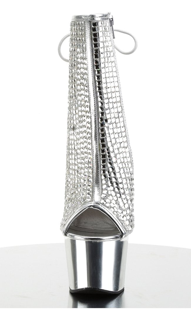 ADORE-1018DCS Silver Chrome Ankle Boots-Pleaser-Tragic Beautiful