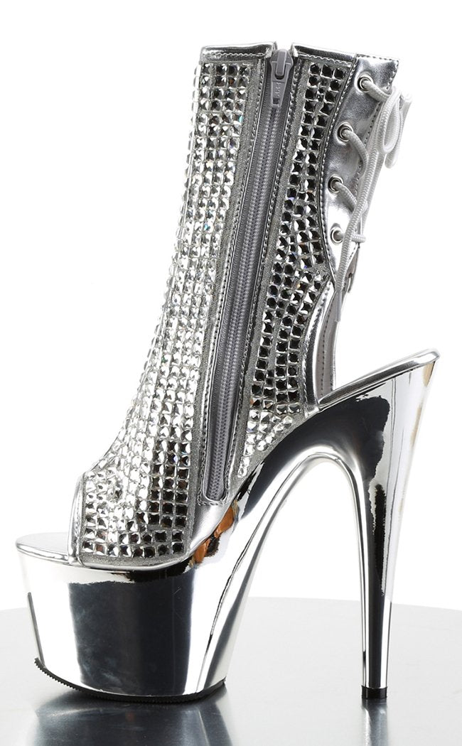 ADORE-1018DCS Silver Chrome Ankle Boots-Pleaser-Tragic Beautiful