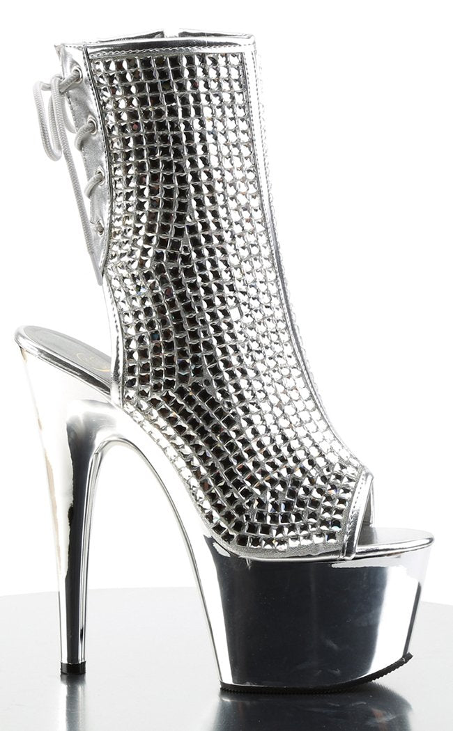 ADORE-1018DCS Silver Chrome Ankle Boots-Pleaser-Tragic Beautiful