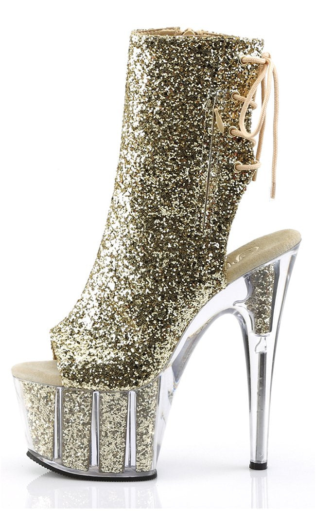 ADORE-1018G Gold Glitter Ankle Boots-Pleaser-Tragic Beautiful