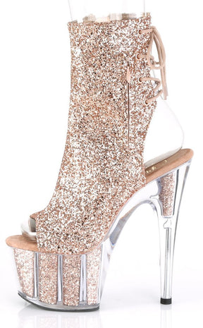 ADORE-1018G Rose Gold Glitter Ankle Boots-Pleaser-Tragic Beautiful