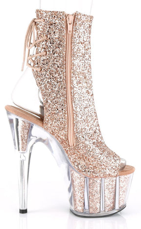 ADORE-1018G Rose Gold Glitter Ankle Boots-Pleaser-Tragic Beautiful