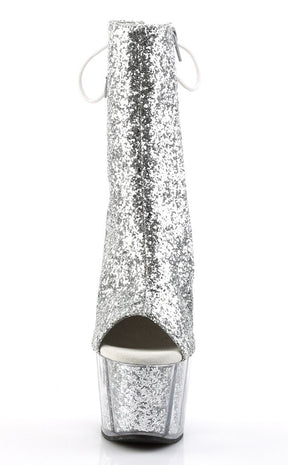 ADORE-1018G Silver Glitter Ankle Boots-Pleaser-Tragic Beautiful