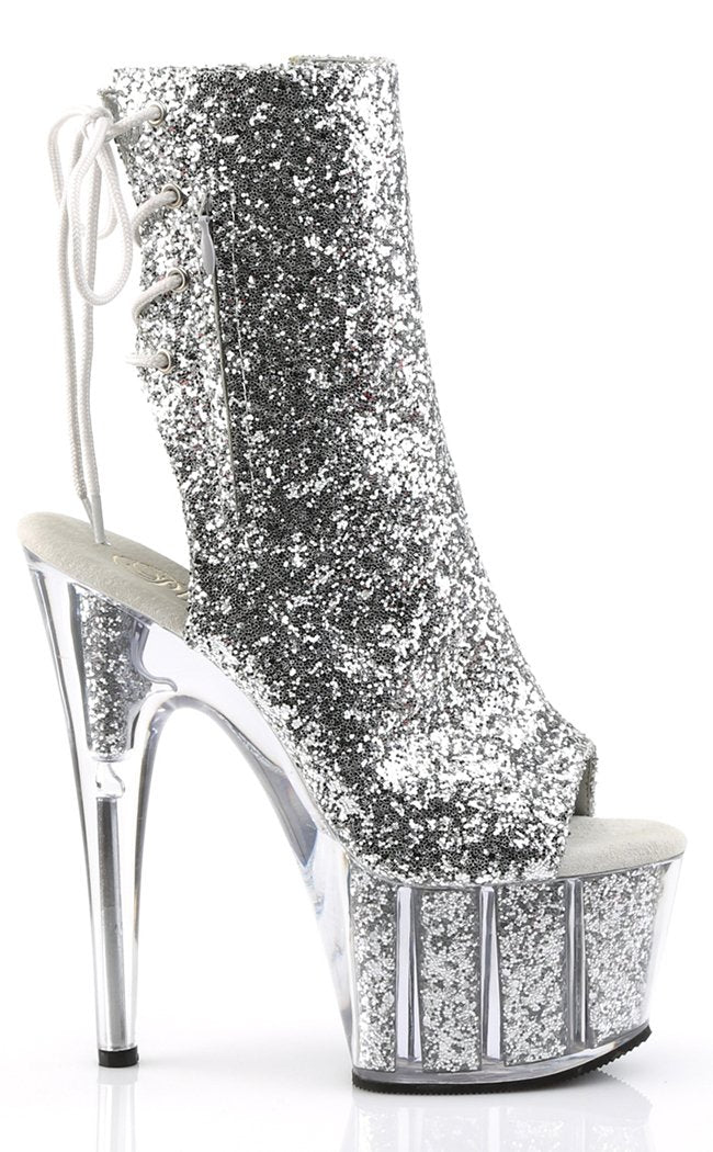 ADORE-1018G Silver Glitter Ankle Boots-Pleaser-Tragic Beautiful