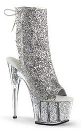 ADORE-1018G Silver Glitter Ankle Boots-Pleaser-Tragic Beautiful