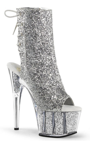 ADORE-1018G Silver Glitter Ankle Boots-Pleaser-Tragic Beautiful