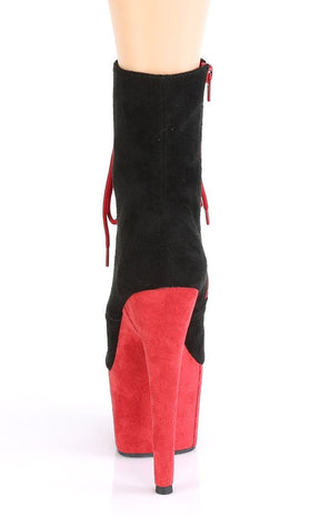 ADORE-1020 Black & Red Suede Boots-Pleaser-Tragic Beautiful