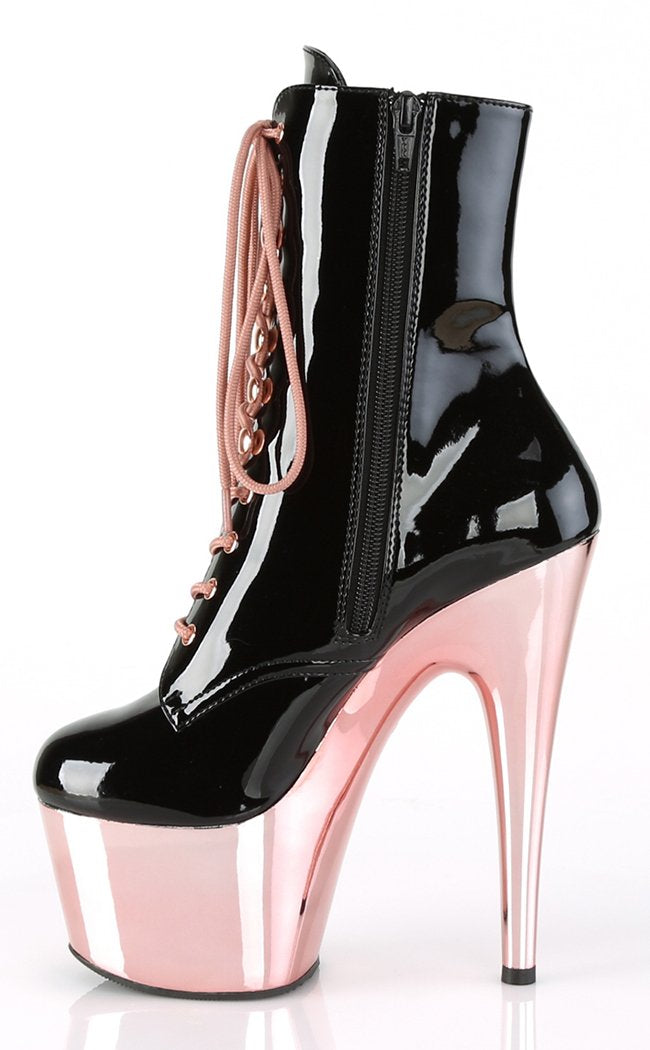 ADORE-1020 Black & Rose Gold Ankle Boots-Pleaser-Tragic Beautiful