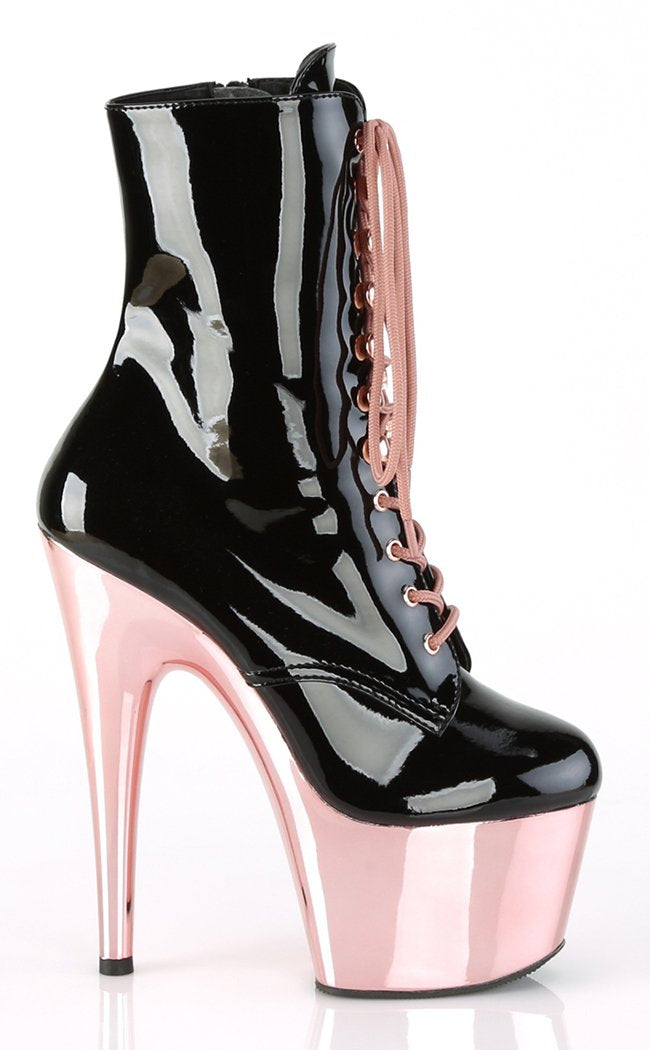 ADORE-1020 Black & Rose Gold Ankle Boots-Pleaser-Tragic Beautiful