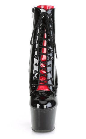 ADORE-1020FH Black Patent & Red Ankle Boots-Pleaser-Tragic Beautiful