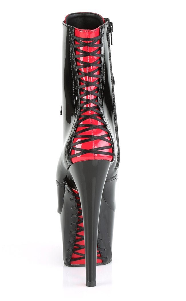 ADORE-1020FH Black Patent & Red Ankle Boots-Pleaser-Tragic Beautiful