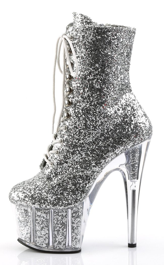 ADORE-1020G Silver Glitter Ankle Boots-Pleaser-Tragic Beautiful