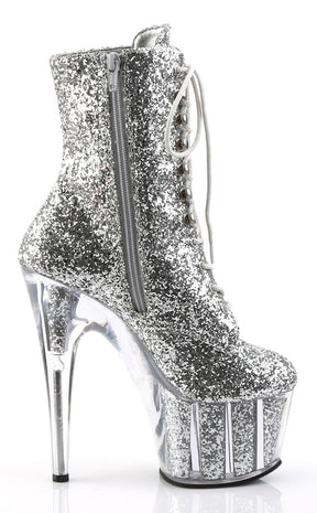 ADORE-1020G Silver Glitter Ankle Boots-Pleaser-Tragic Beautiful