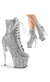 ADORE-1020G Silver Glitter Ankle Boots-Pleaser-Tragic Beautiful