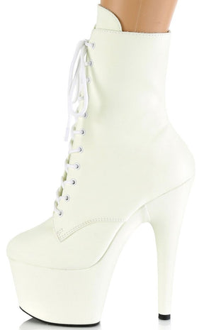 ADORE-1020GD White Glow in the Dark Boots-Pleaser-Tragic Beautiful