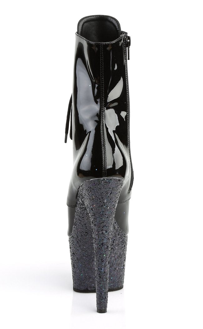 ADORE-1020LG Black Multi Glitter Ankle Boots-Pleaser-Tragic Beautiful