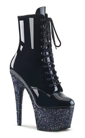 ADORE-1020LG Black Multi Glitter Ankle Boots-Pleaser-Tragic Beautiful