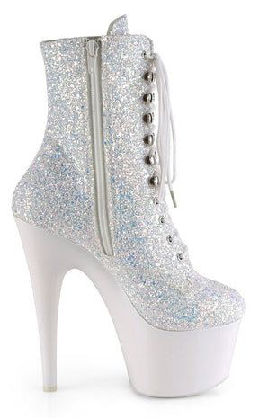 ADORE-1020LG Neon White Multi Glitter Ankle Boots-Pleaser-Tragic Beautiful