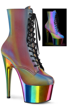 ADORE-1020RC-REFL Rainbow Chrome Ankle Boots-Pleaser-Tragic Beautiful