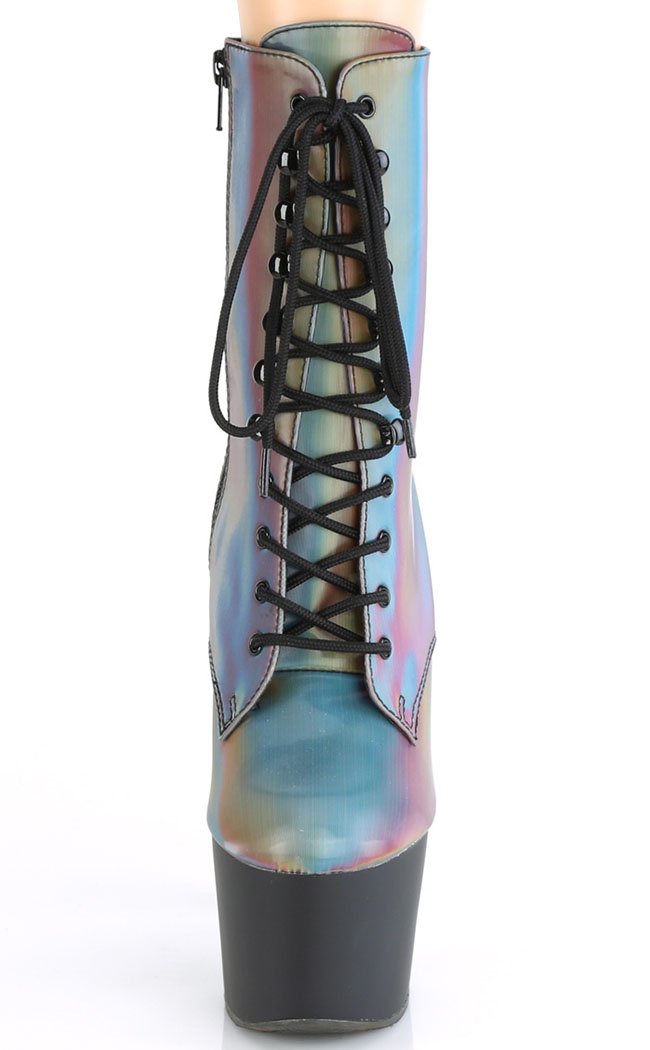 ADORE-1020REFL Rainbow Reflective Ankle Boots-Pleaser-Tragic Beautiful