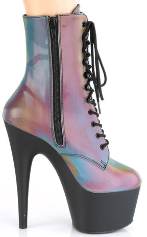 ADORE-1020REFL Rainbow Reflective Ankle Boots-Pleaser-Tragic Beautiful