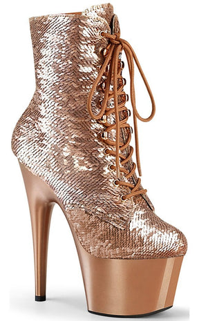 ADORE-1020SQ Rose Gold Flip Sequin Boots-Pleaser-Tragic Beautiful