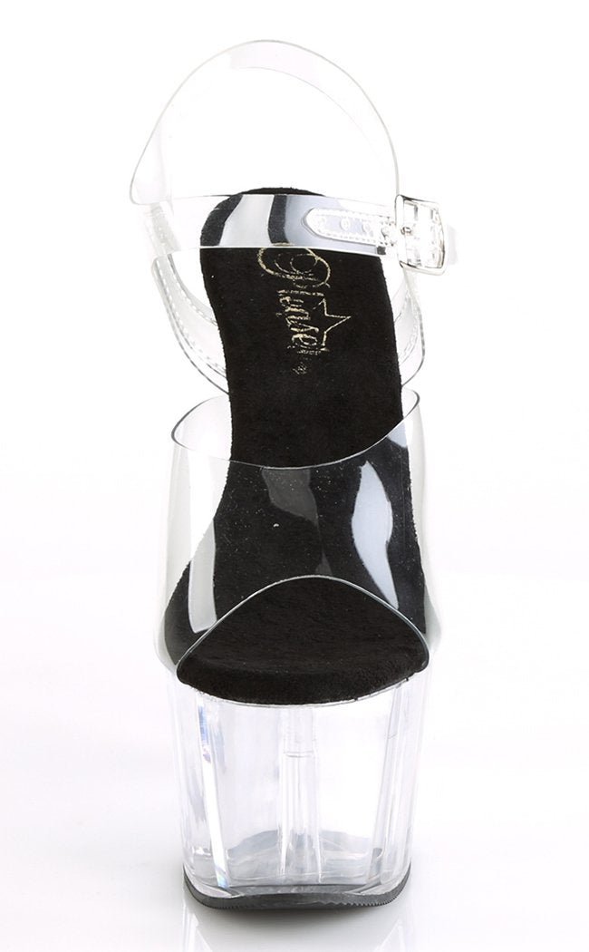 ADORE-708 Clear & Black Heels-Pleaser-Tragic Beautiful