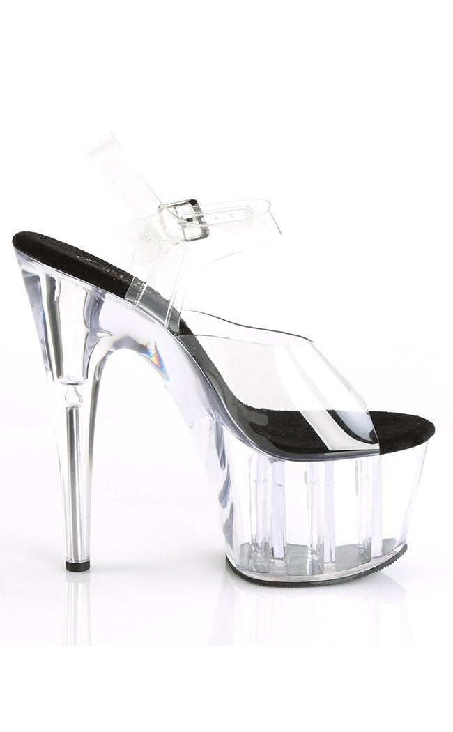 ADORE-708 Clear & Black Heels-Pleaser-Tragic Beautiful