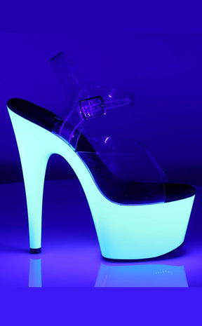 ADORE-708UV Clear & Neon White Heels-Pleaser-Tragic Beautiful