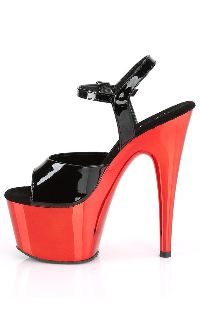 ADORE-709 Black Patent & Red Chrome Heels-Pleaser-Tragic Beautiful