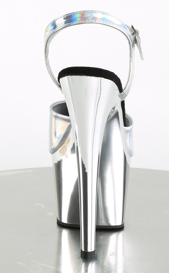 ADORE-709HGCH Silver Hologram Chrome Heels-Pleaser-Tragic Beautiful