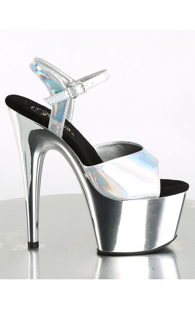 ADORE-709HGCH Silver Hologram Chrome Heels-Pleaser-Tragic Beautiful