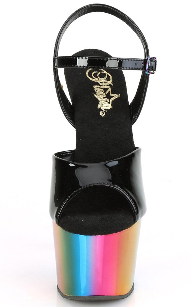 ADORE-709RC Black & Rainbow Chrome Heels-Pleaser-Tragic Beautiful