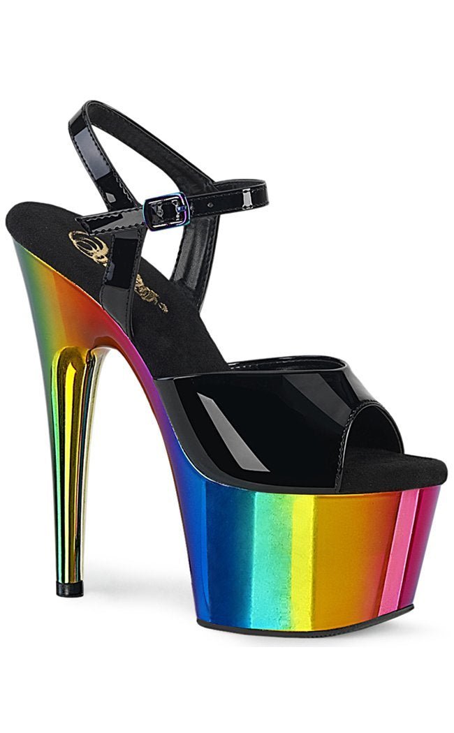 ADORE-709RC Black & Rainbow Chrome Heels-Pleaser-Tragic Beautiful